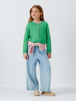 John Lewis Kids' Floral Wide Leg Trousers, Blue - view 2, Blue