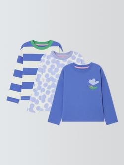 John Lewis Kids' Stripe/Spot/Flower Long Sleeve Tops, Pack of 3, Multi, Multi
