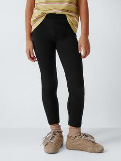 John Lewis Kids' Plain Leggings, Pack of 2, Black, Navy - view 2, Grey, Black