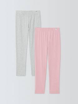 John Lewis Kids' Jersey Leggings, Pack of 2, Grey, Black, Grey, Black