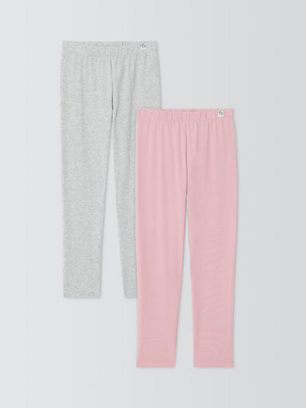 John Lewis Kids' Jersey Leggings, Pack of 2, Grey, Black, Grey, Black