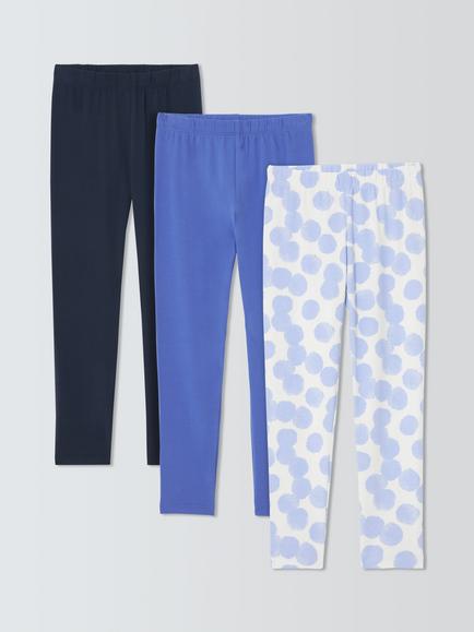 John Lewis Kids' Plain/Spot Leggings, Pack of 3, Multi Multi, Multi Multi