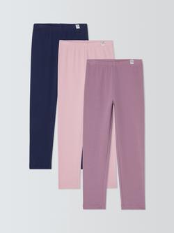 John Lewis Kids' Ribbed Jersey Leggings, Pack of 3, Multi, Multi