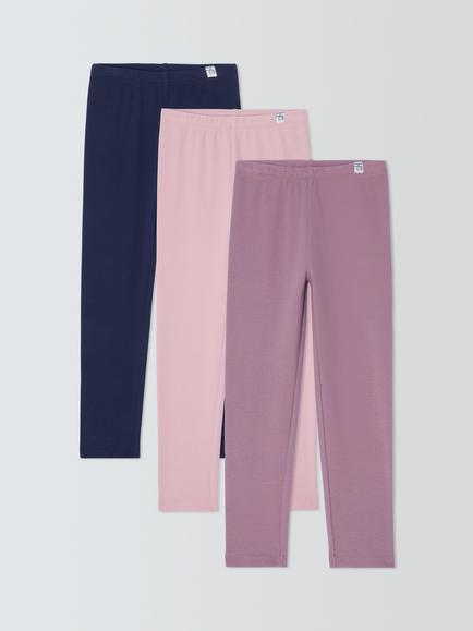 John Lewis Kids' Ribbed Jersey Leggings, Pack of 3, Multi, Multi
