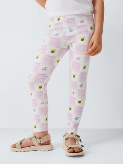 John Lewis Kids' Stripe/Plain/Fruit Check Leggings, Pack of 3, Multi - view 2, Multi