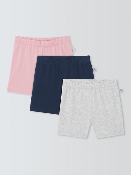 John Lewis Kids' Jersey Cycling Shorts, Pack of 3, Multi, Multi