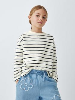 John Lewis Kids' Breton Stripe Jersey Top, Navy, White, Navy, White