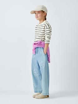 John Lewis Kids' Breton Stripe Jersey Top, Navy, White - view 2, Navy, White