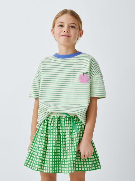 John Lewis Kids' Stripe Boucle Apple T-Shirt, Multi, Multi