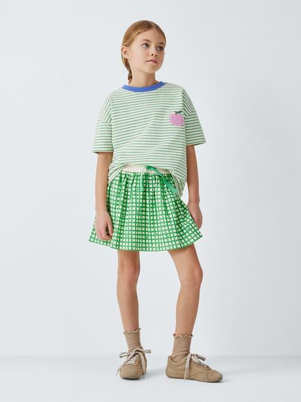 John Lewis Kids' Stripe Boucle Apple T-Shirt, Multi - view 2, Multi
