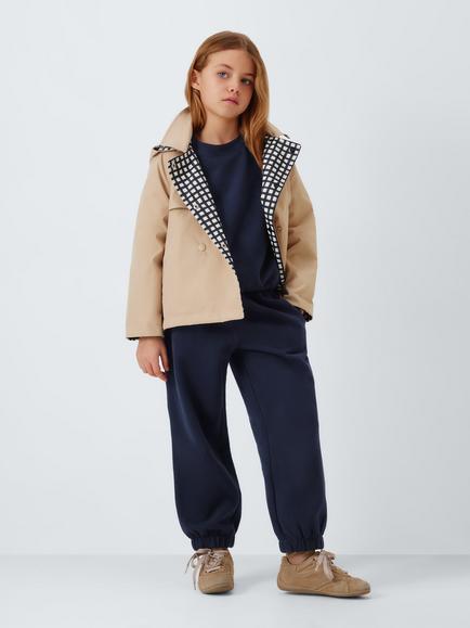 John Lewis Kids' Jersey Cuffed Joggers, Navy - view 2, Navy