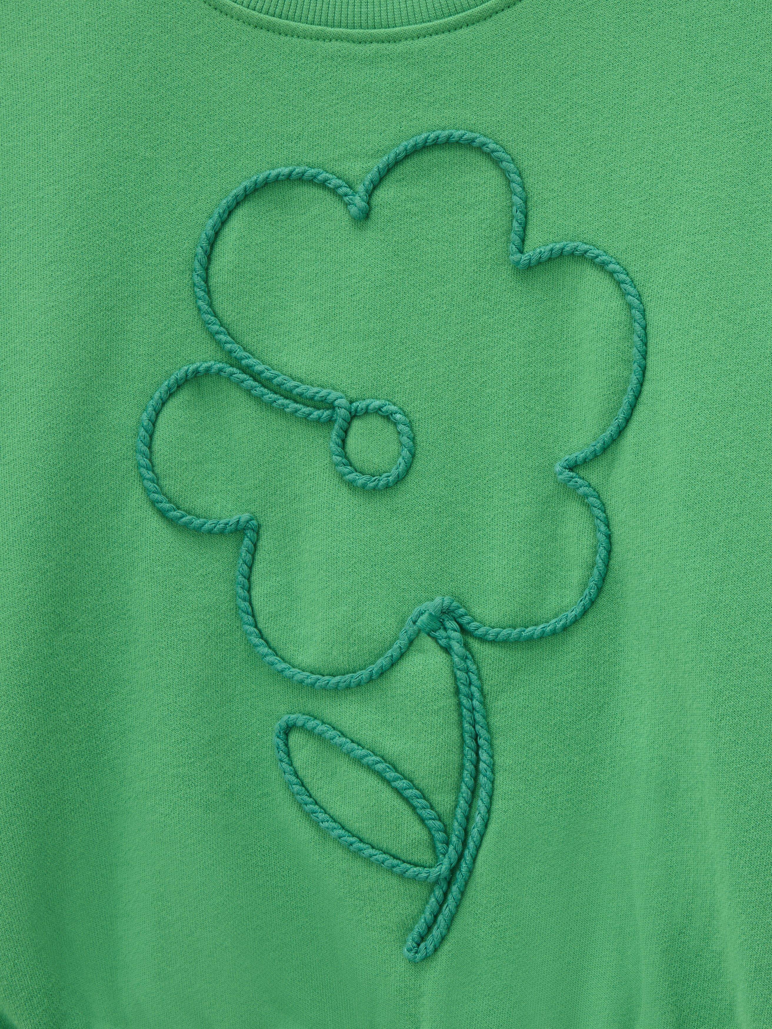 Product image 7 of 7, which shows John Lewis Kids' Rope Flower Sweatshirt, Green, 3 years