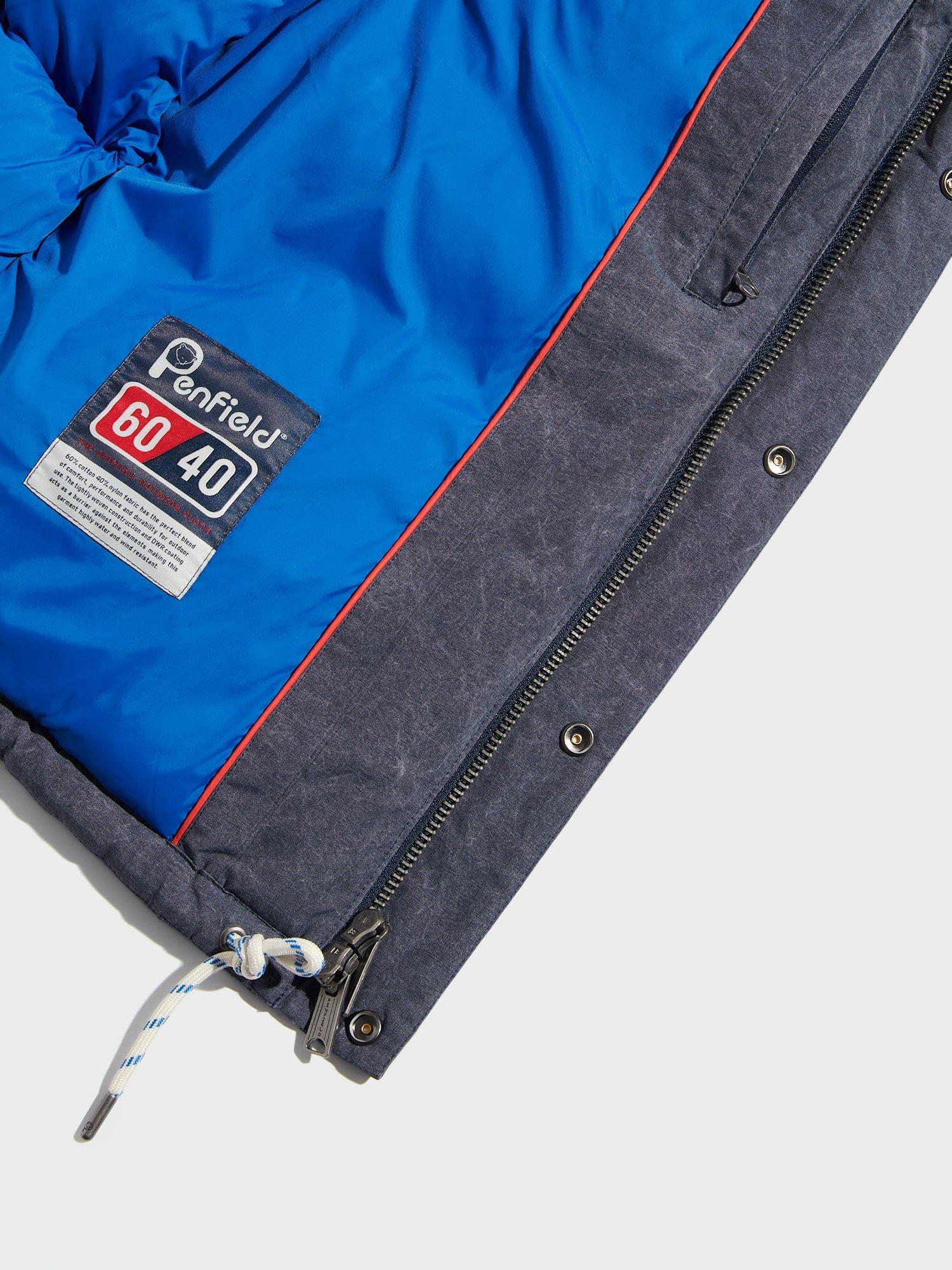 Product image 4 of 5, which shows Penfield Bowerbridge Anniversary Edition Hooded Zip Front Puffer Jacket, Navy Blazer, S