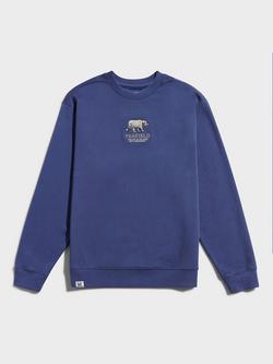 Penfield 50th Anniversary Embroidered Cotton Crew Neck Jumper, Blue Indigo, Blue Indigo