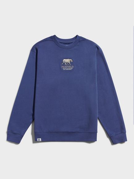 Penfield 50th Anniversary Embroidered Cotton Crew Neck Jumper, Blue Indigo, Blue Indigo