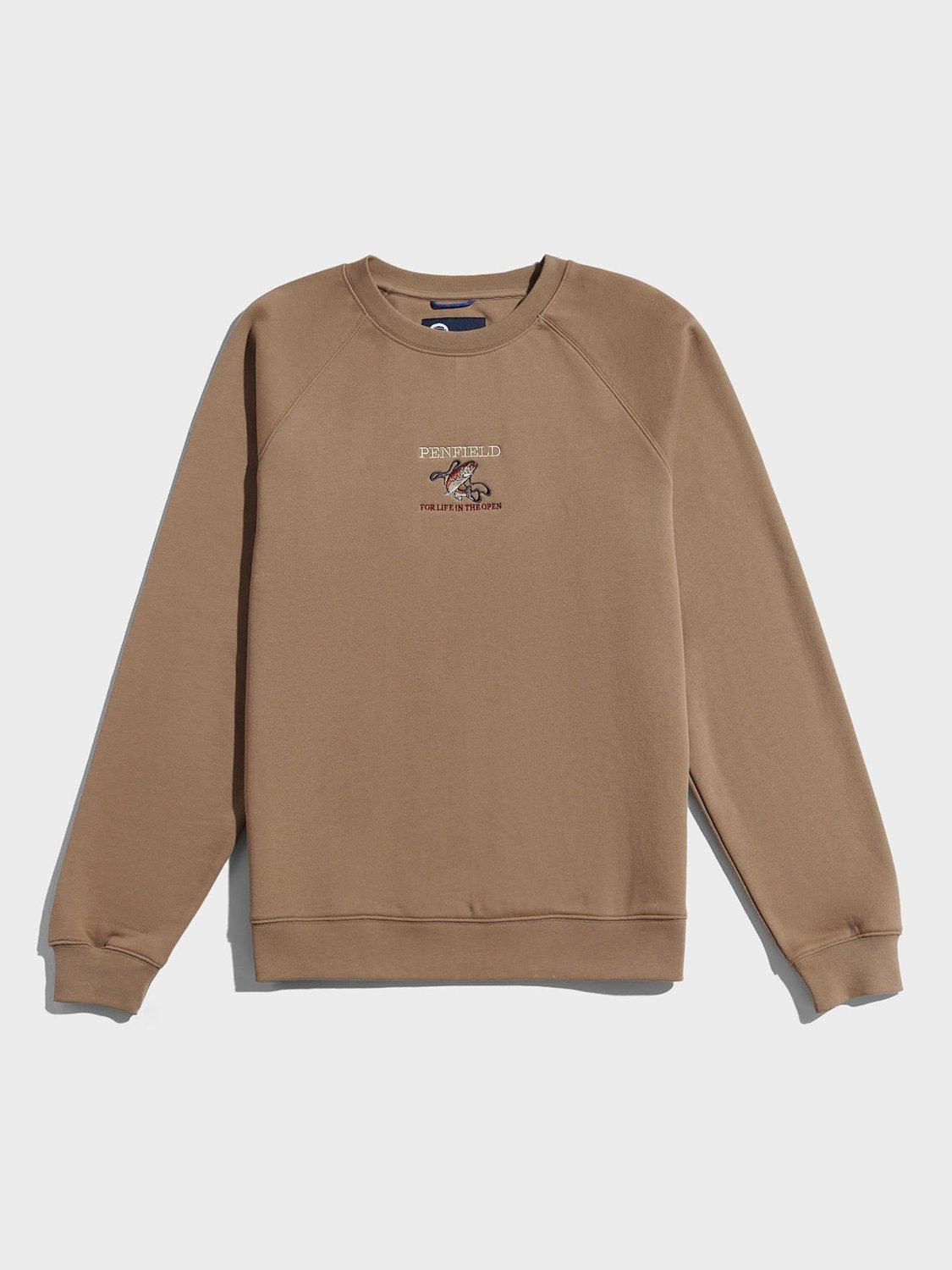 Product image 1 of 3, which shows Penfield Embroidered Crew Neck Jumper, Lead Gray, S