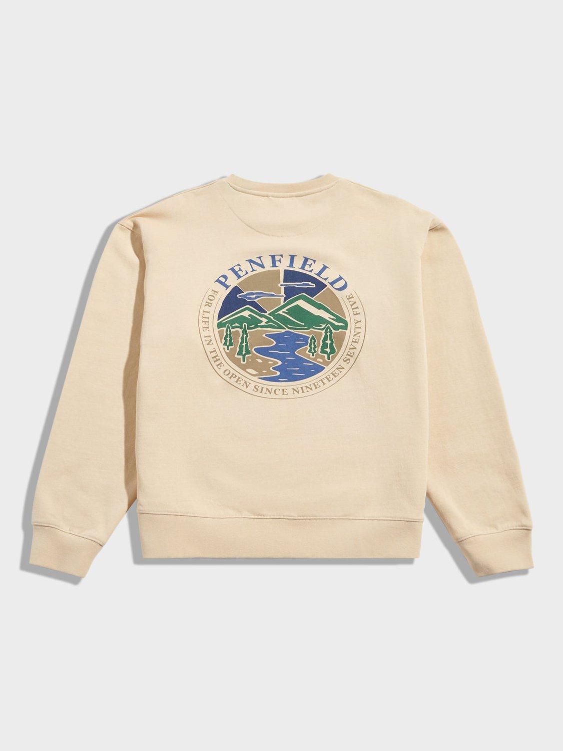 Product image 2 of 5, which shows Penfield Riverview Crew Neck Jumper, Brown Rice, S