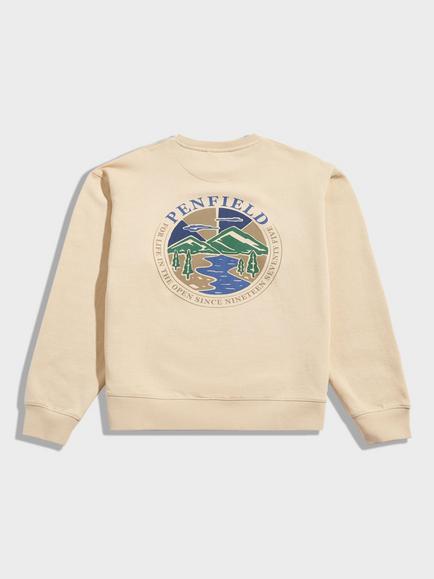 Penfield Riverview Crew Neck Jumper, Brown Rice - view 2, Brown Rice
