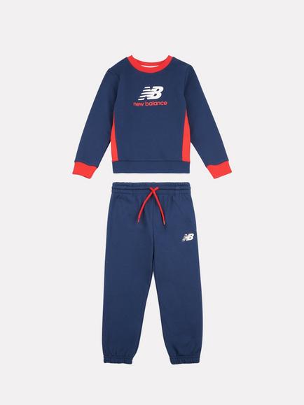 New Balance Kids' Contrast Crew Jumper & Jogger Set, Navy, Navy