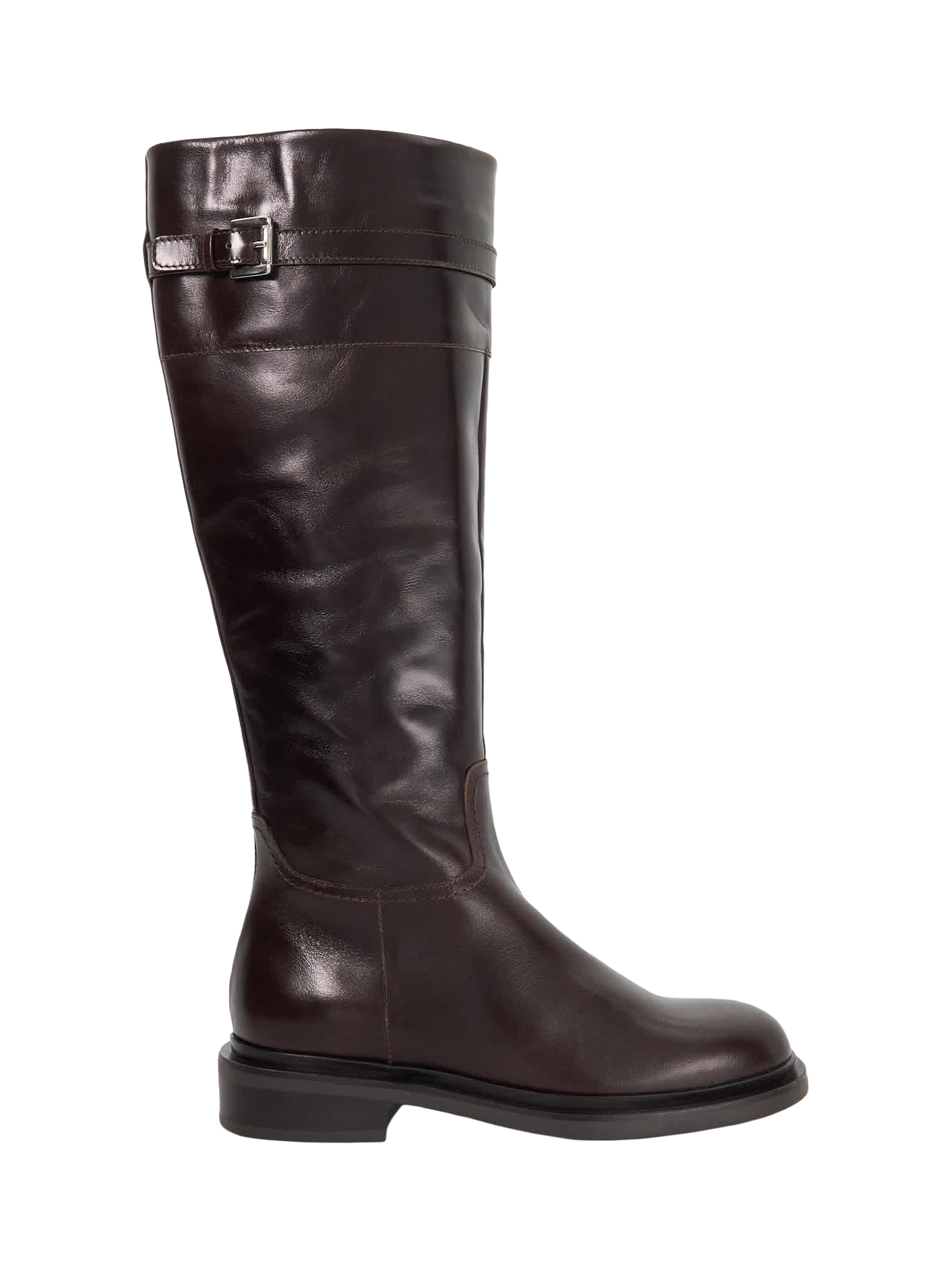 Dune London Tallas Leather Buckle Strap Trim Knee Boots