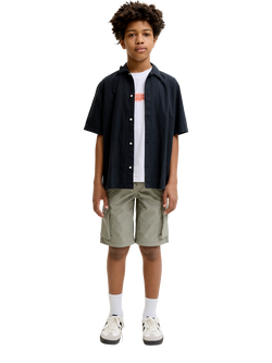 Jack & Jones Kids' Tech Drawstring Cargo Shorts, Vetiver, Vetiver