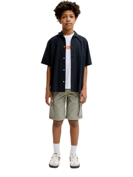 Jack & Jones Kids' Tech Drawstring Cargo Shorts, Vetiver, Vetiver