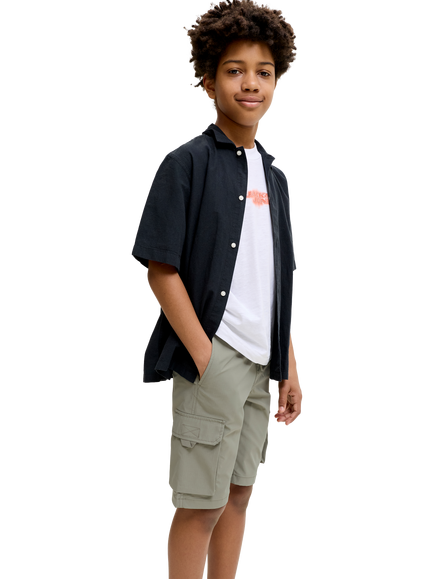 Jack & Jones Kids' Tech Drawstring Cargo Shorts, Vetiver - view 2, Vetiver
