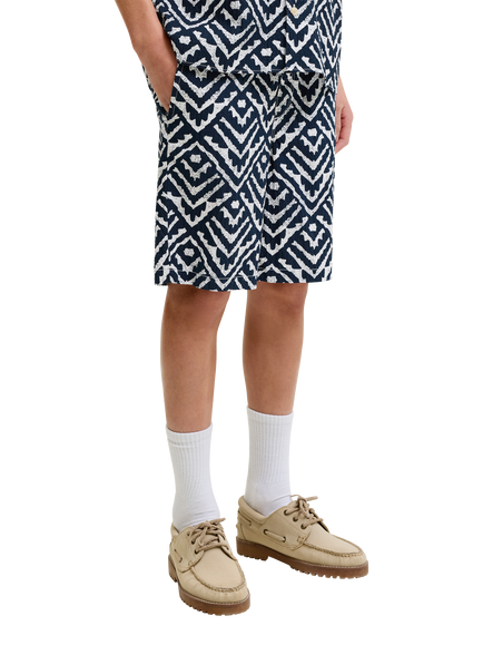 Jack & Jones Kids' Geometric Seersucker Shorts, Sky Captain, Sky Captain