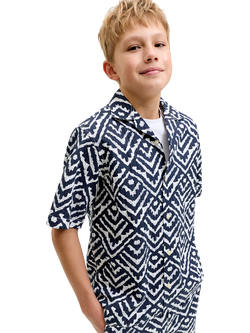 Jack & Jones Kids' Geometric Seersucker Shirt, Sky Captain - view 2, Sky Captain