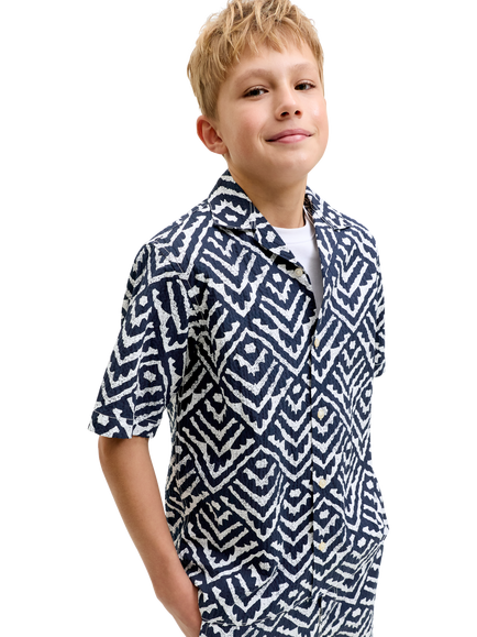 Jack & Jones Kids' Geometric Seersucker Shirt, Sky Captain - view 2, Sky Captain