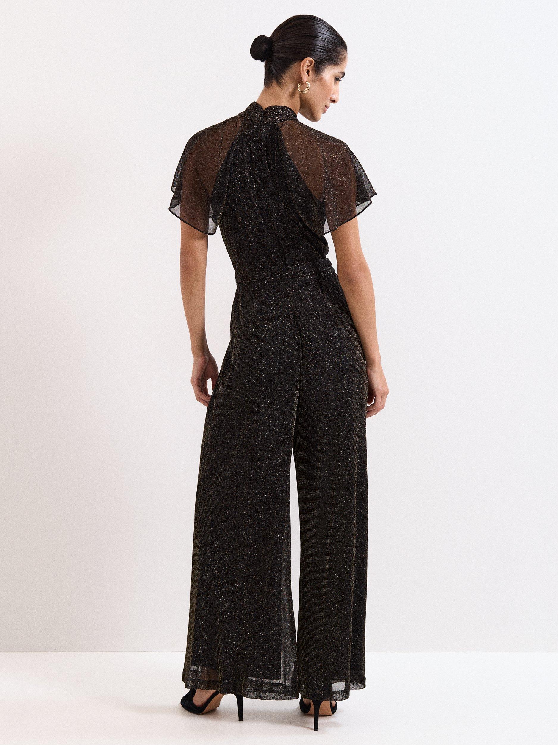 Product image 2 of 7, which shows Phase Eight Amara Wide Leg Jumpsuit, Black, 6