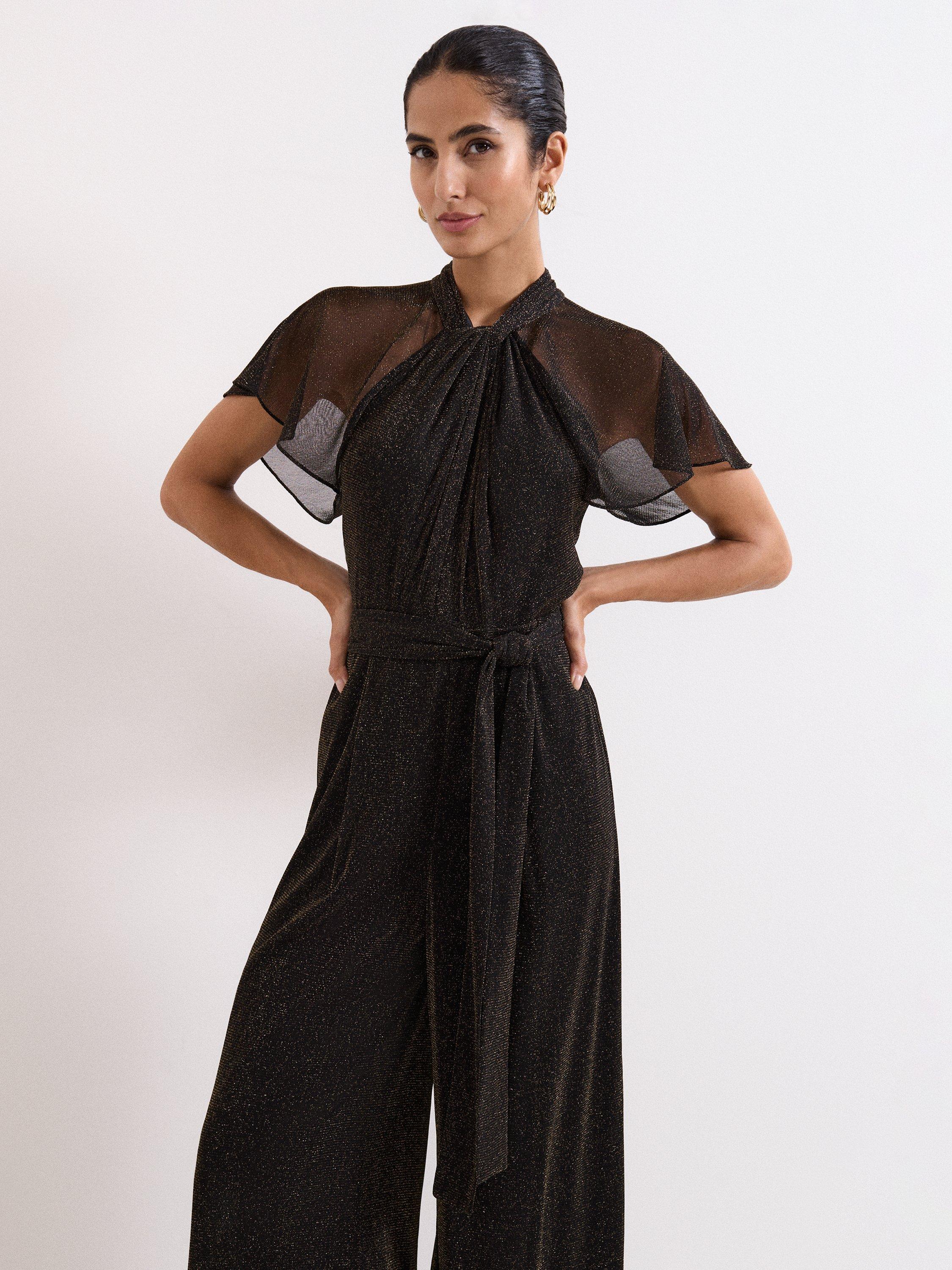 Product image 3 of 7, which shows Phase Eight Amara Wide Leg Jumpsuit, Black, 6