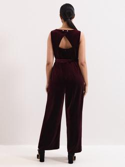Phase Eight Petite Marta Velvet Sleeveless Jumpsuit, Burgundy - view 2, Burgundy