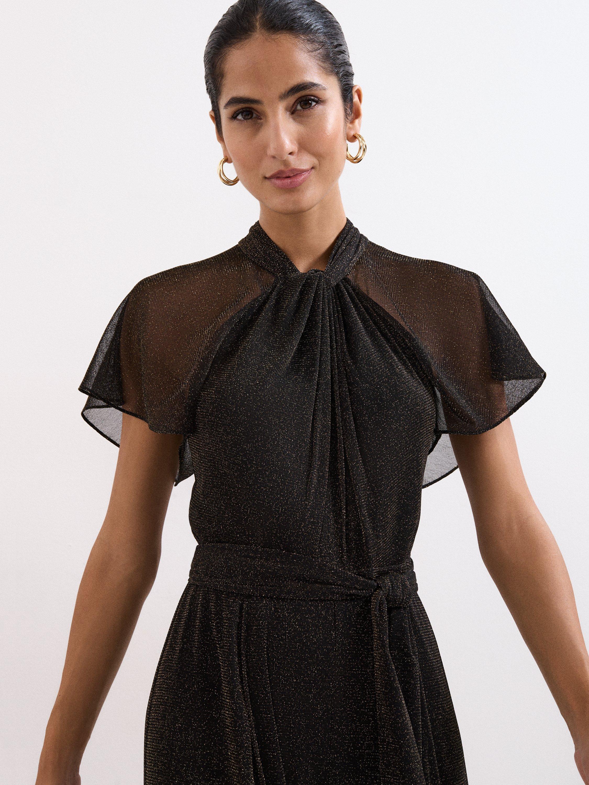 Product image 7 of 7, which shows Phase Eight Petite Amara Sparkle Jumpsuit, Black, 8