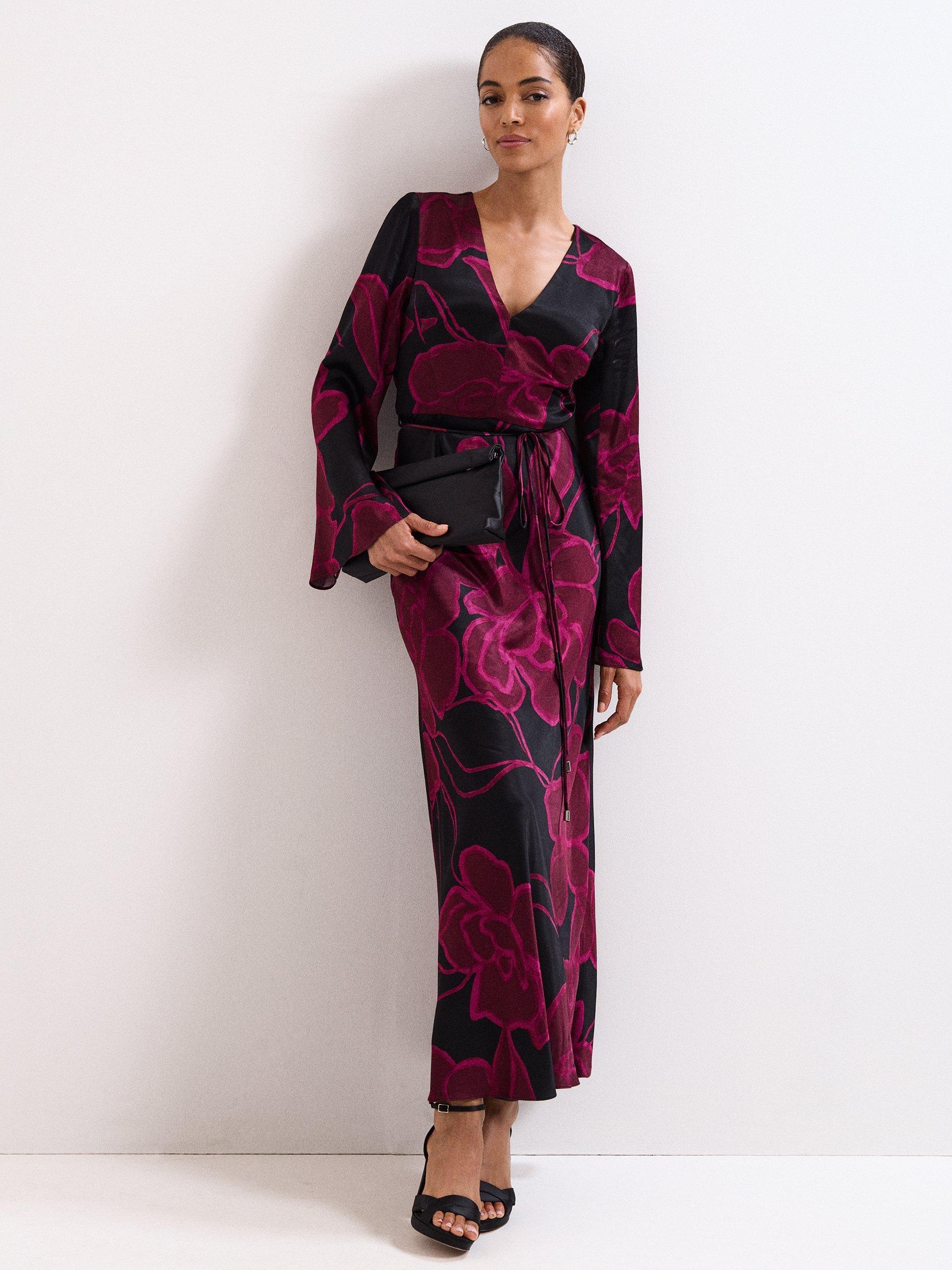Product image 1 of 8, which shows Phase Eight Rhea V-Neck Maxi Dress, Multi, 6