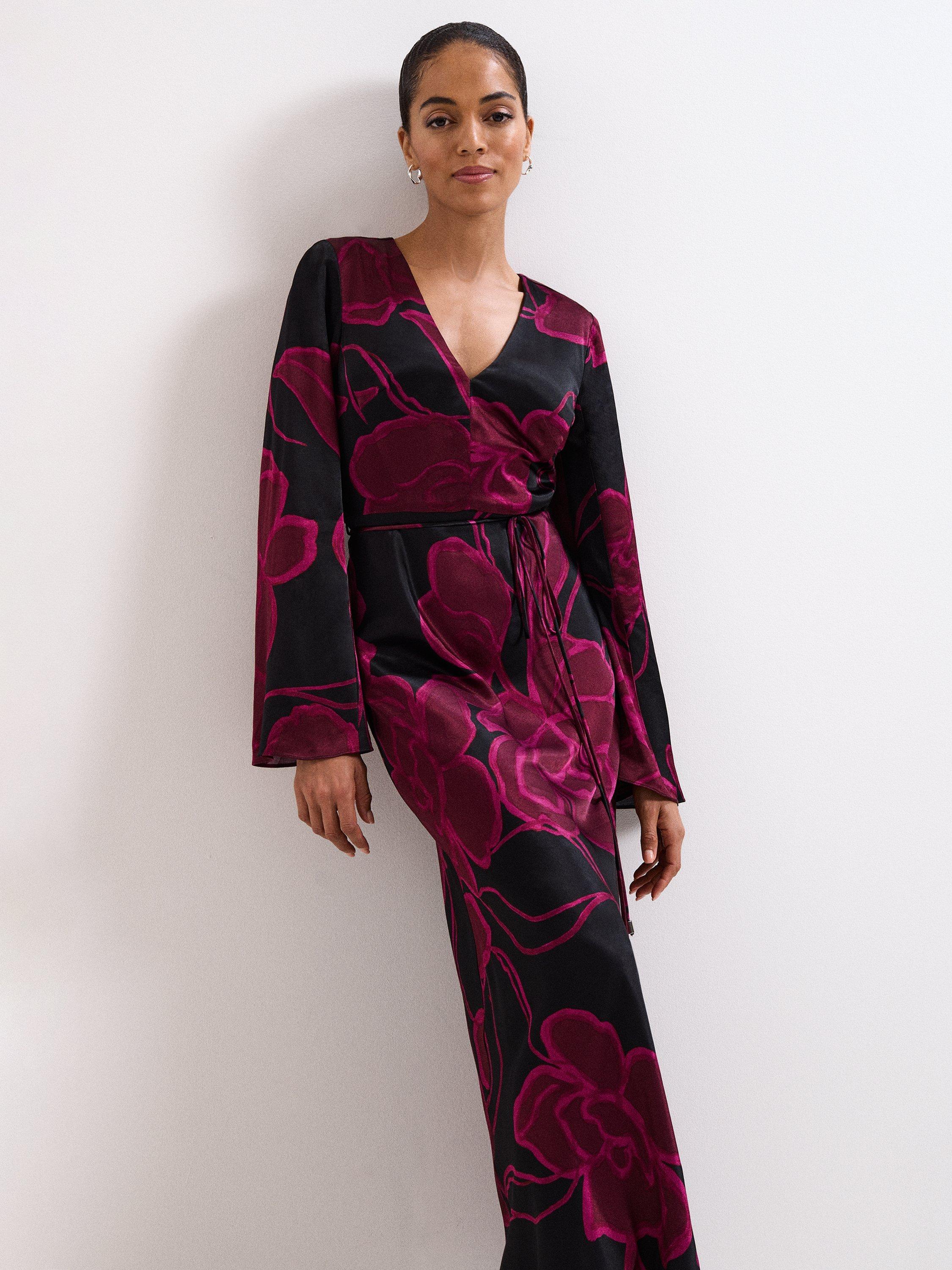 Product image 3 of 8, which shows Phase Eight Rhea V-Neck Maxi Dress, Multi, 6