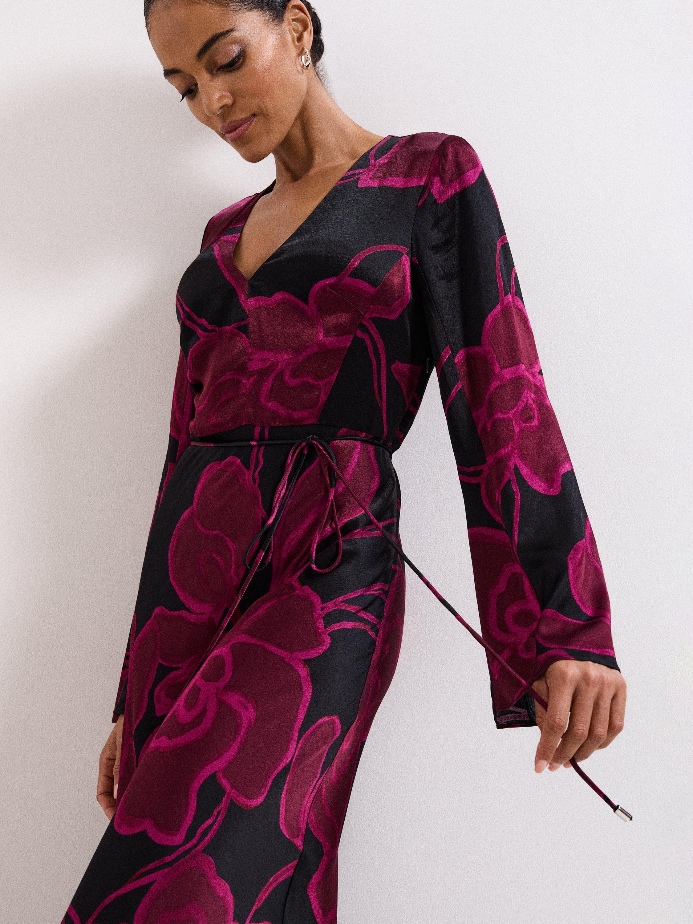 Product image 4 of 8, which shows Phase Eight Rhea V-Neck Maxi Dress, Multi, 6