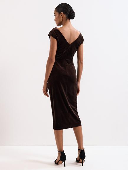 Phase Eight Verra Midi Pencil Dress, Brown - view 2, Brown