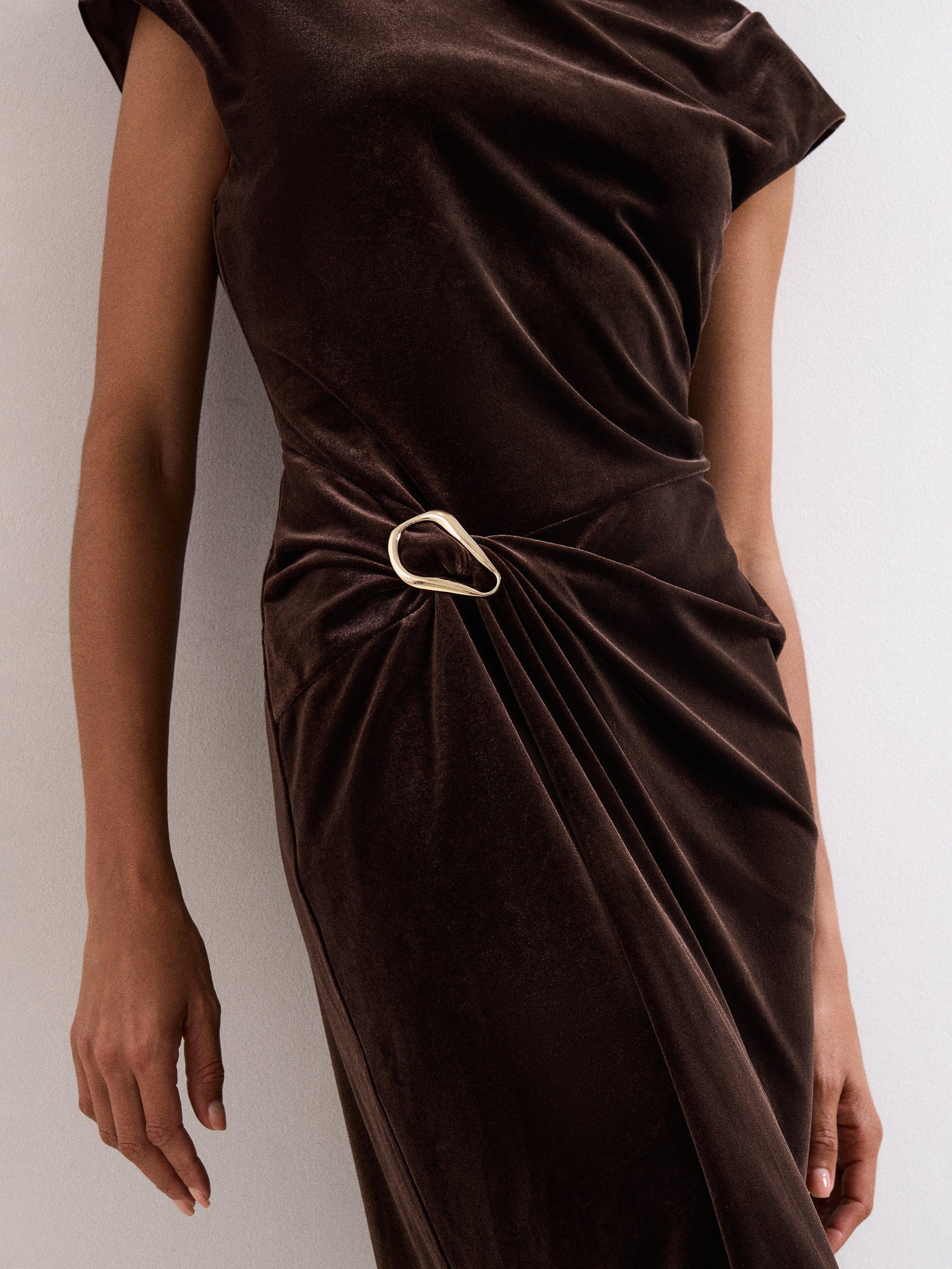 Product image 7 of 11, which shows Phase Eight Verra Midi Pencil Dress, Brown, 8