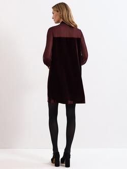 Phase Eight Vinnie Velvet Mini Dress, Burgundy - view 2, Burgundy