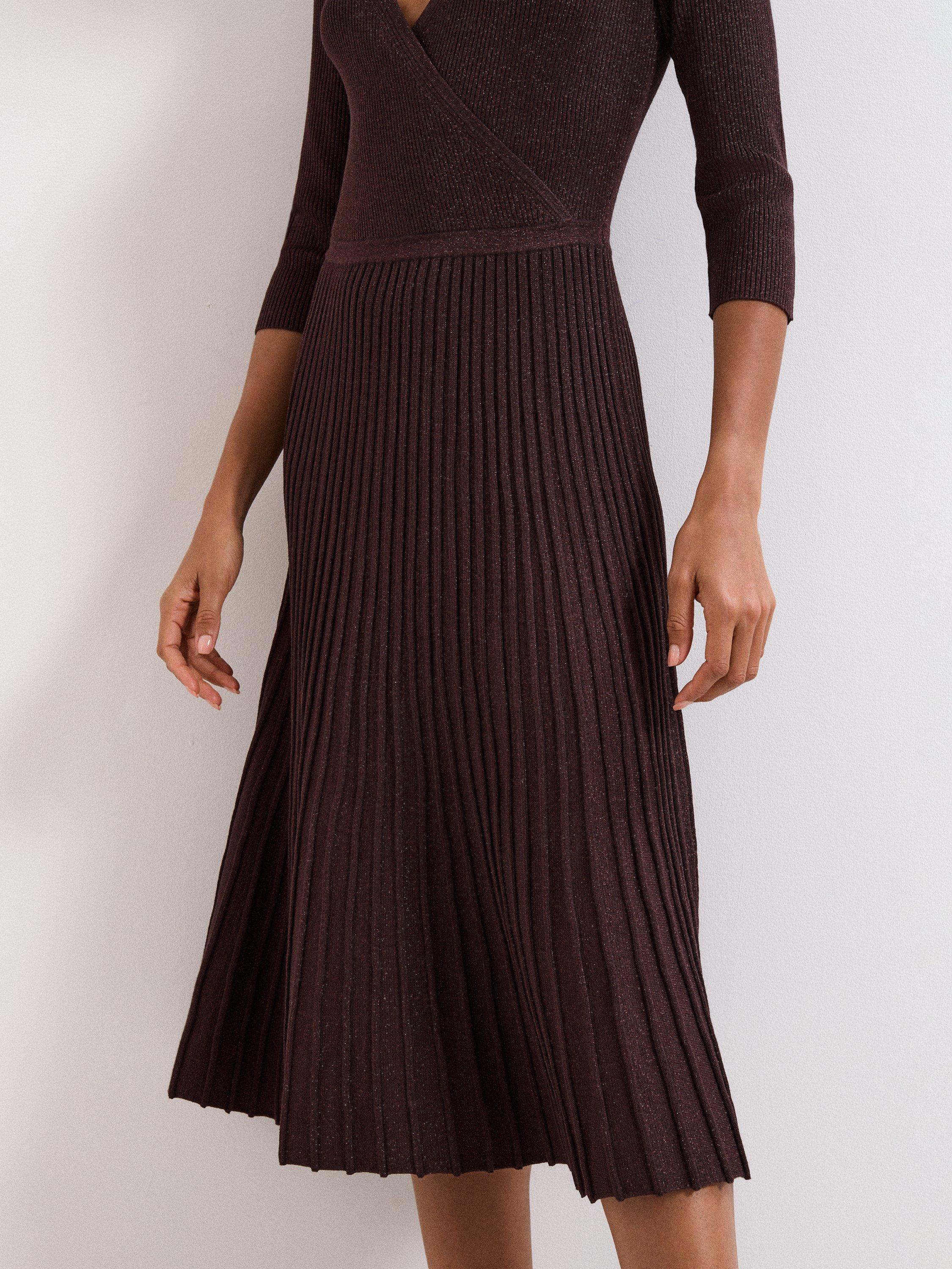 Product image 7 of 7, which shows Phase Eight Mina Shimmer Midi Dress, Bronze, 8