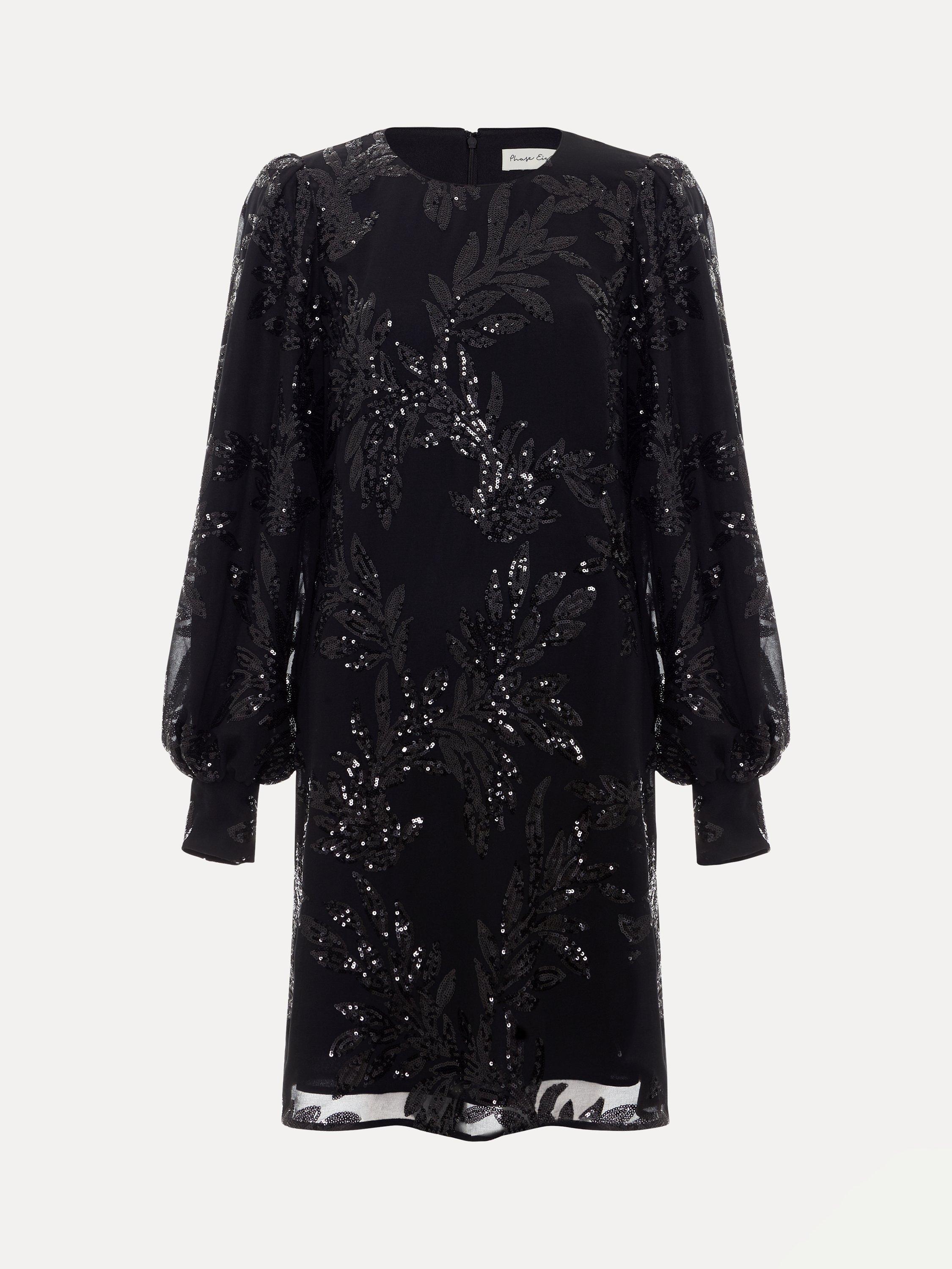 Product image 5 of 7, which shows Phase Eight Odette Sequin Mini Dress, Black, 6