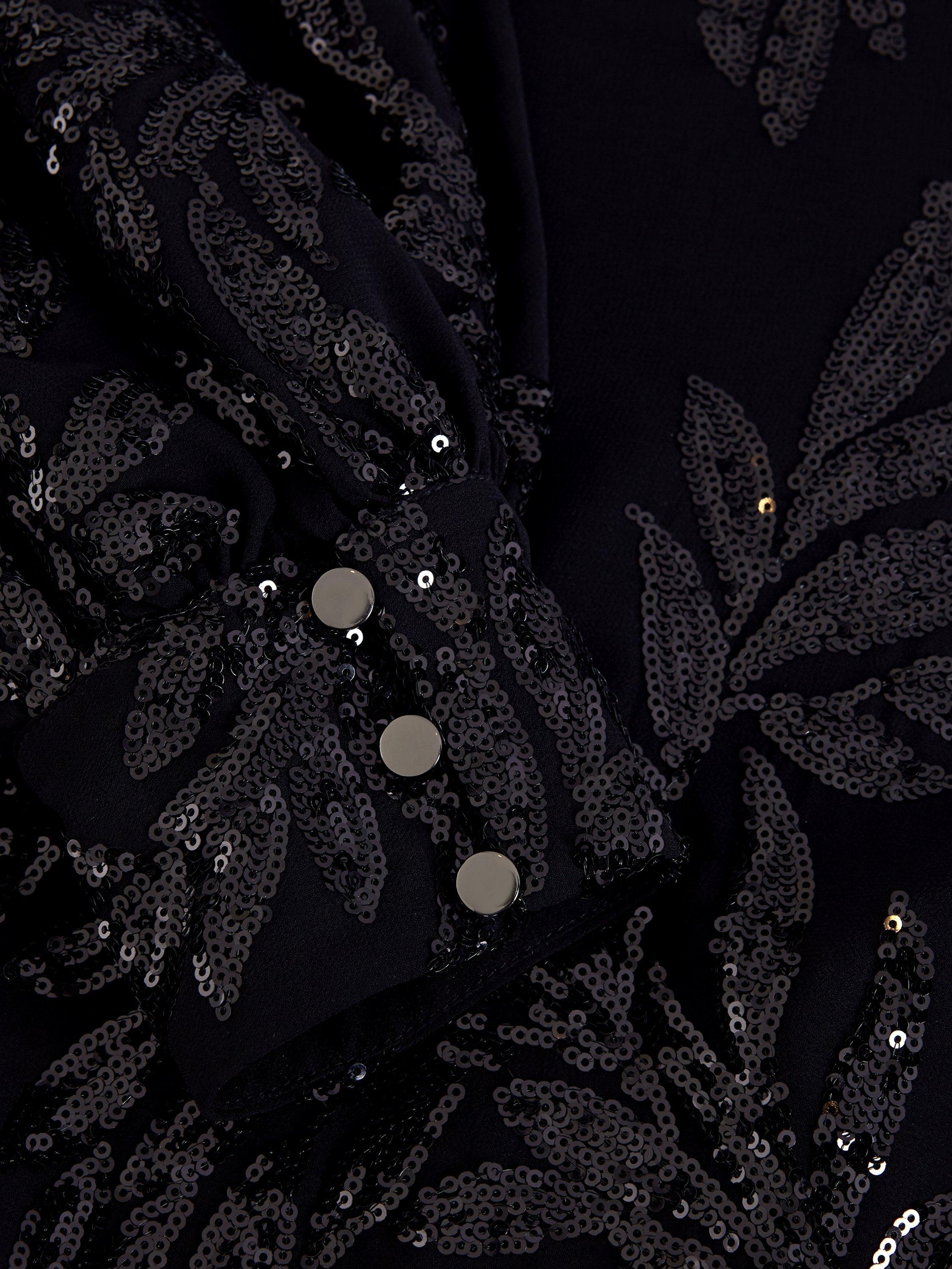 Product image 6 of 7, which shows Phase Eight Odette Sequin Mini Dress, Black, 6