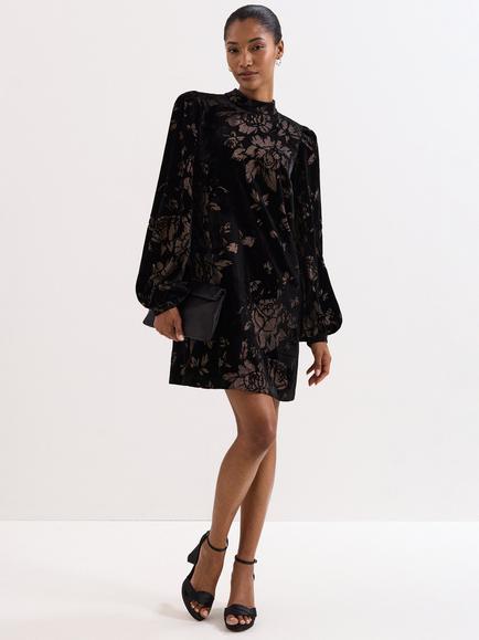 Phase Eight Petite Reanna Floral Mini Dress, Black/Multi, Black/Multi