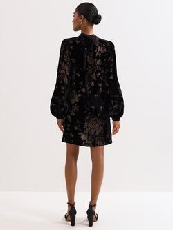 Phase Eight Petite Reanna Floral Mini Dress, Black/Multi - view 2, Black/Multi