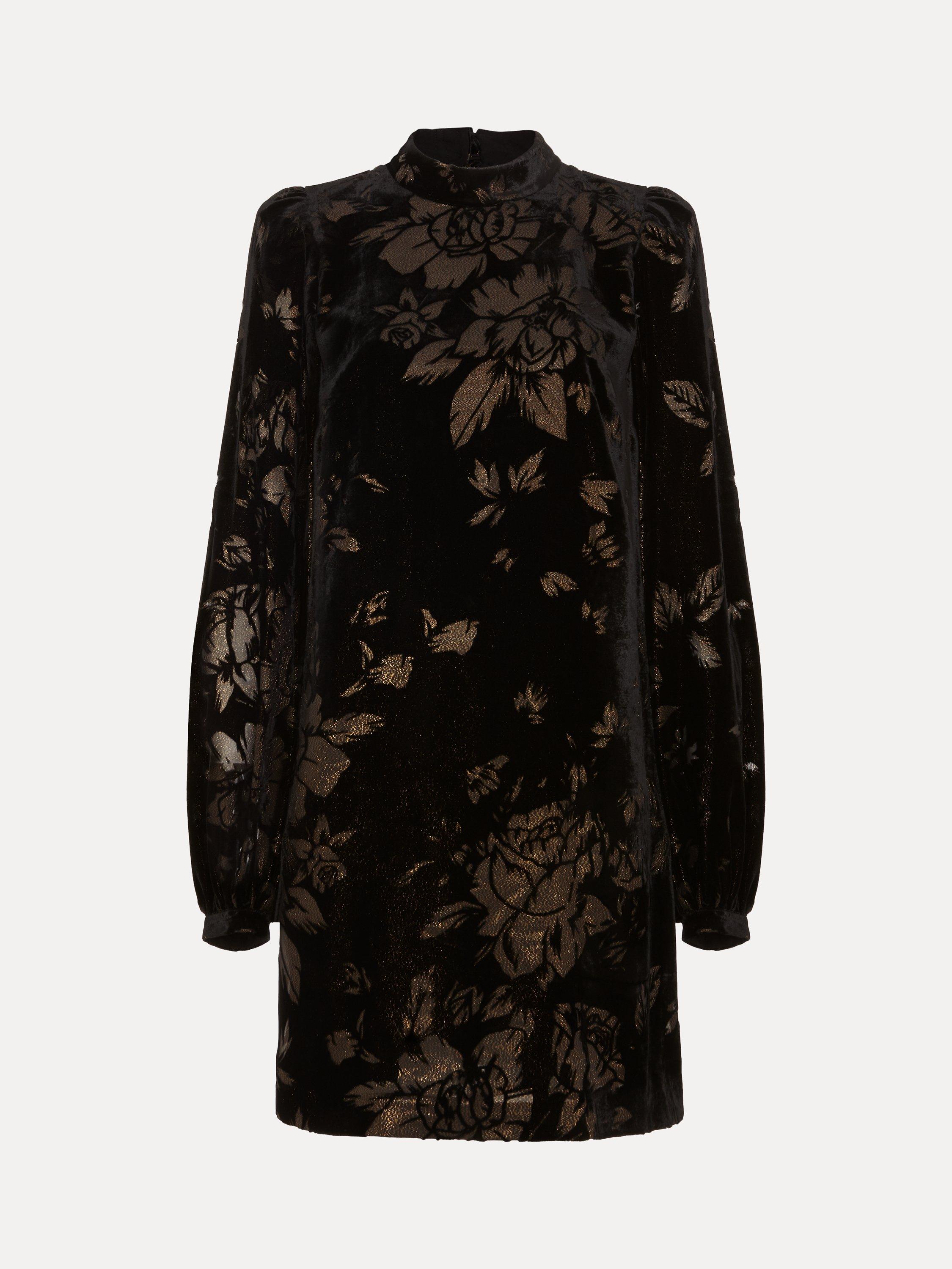 Product image 5 of 9, which shows Phase Eight Reanna Floral Shift Dress, Black/Multi, 26
