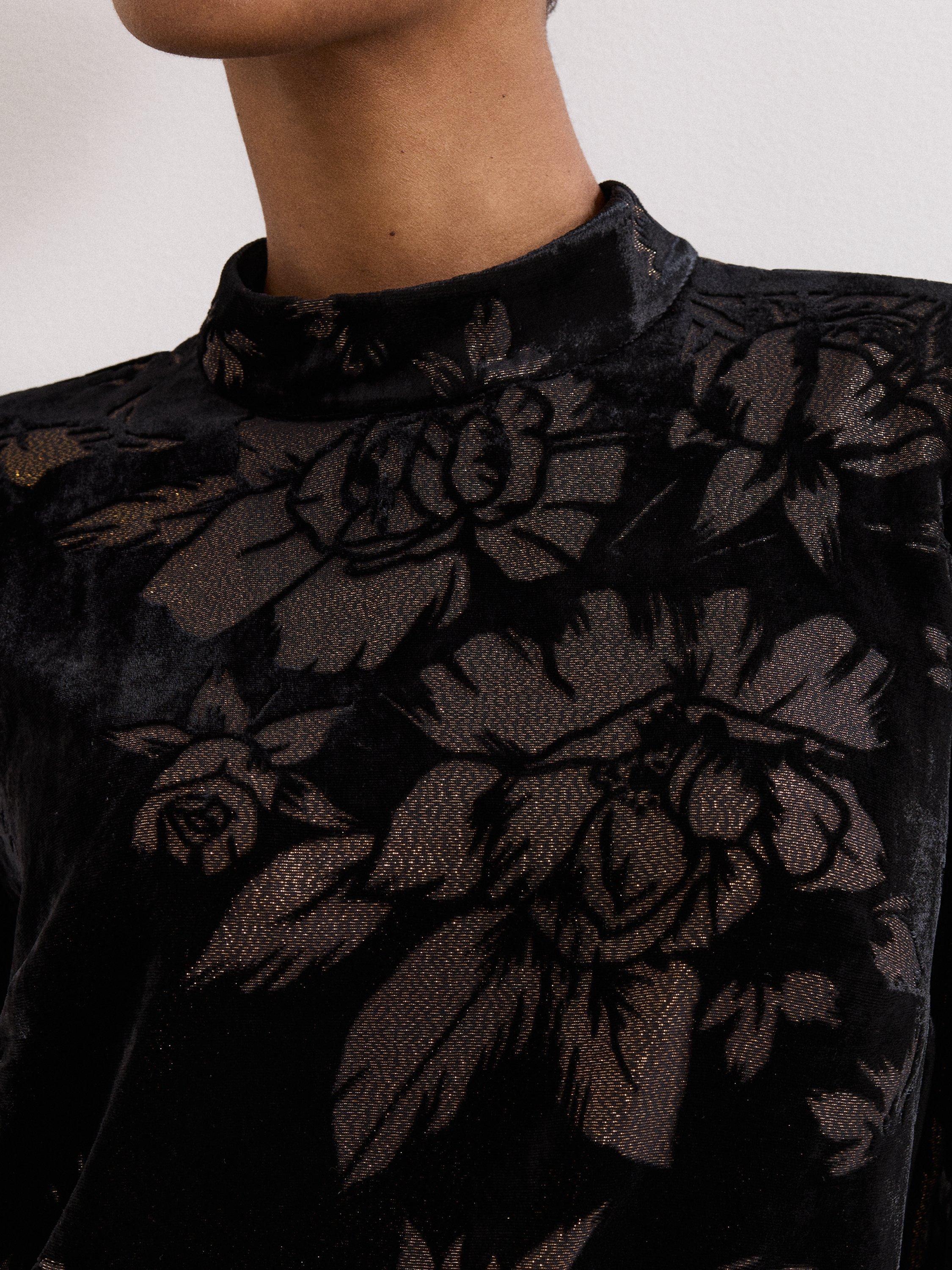 Product image 8 of 9, which shows Phase Eight Reanna Floral Shift Dress, Black/Multi, 26