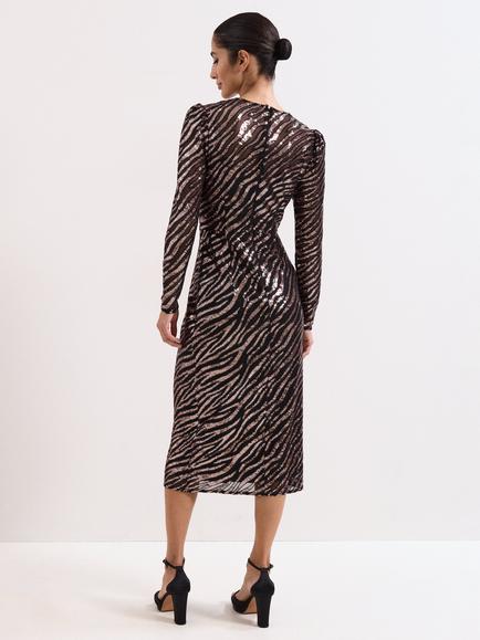 Phase Eight Kate Animal Print Sequin Dress, Black/Multi - view 2, Black/Multi