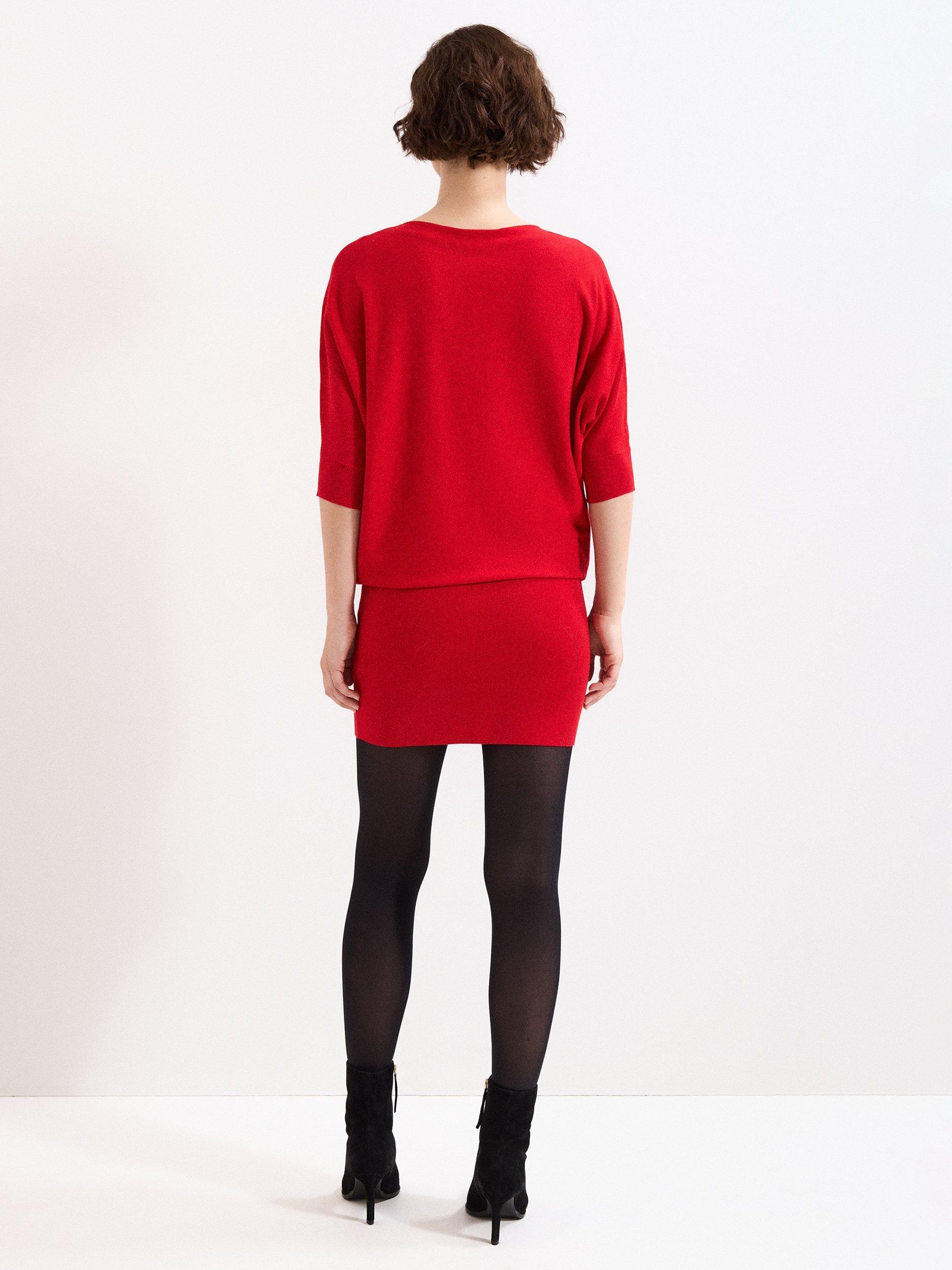 Product image 2 of 7, which shows Phase Eight Becca Batwing Dress, Red, 10