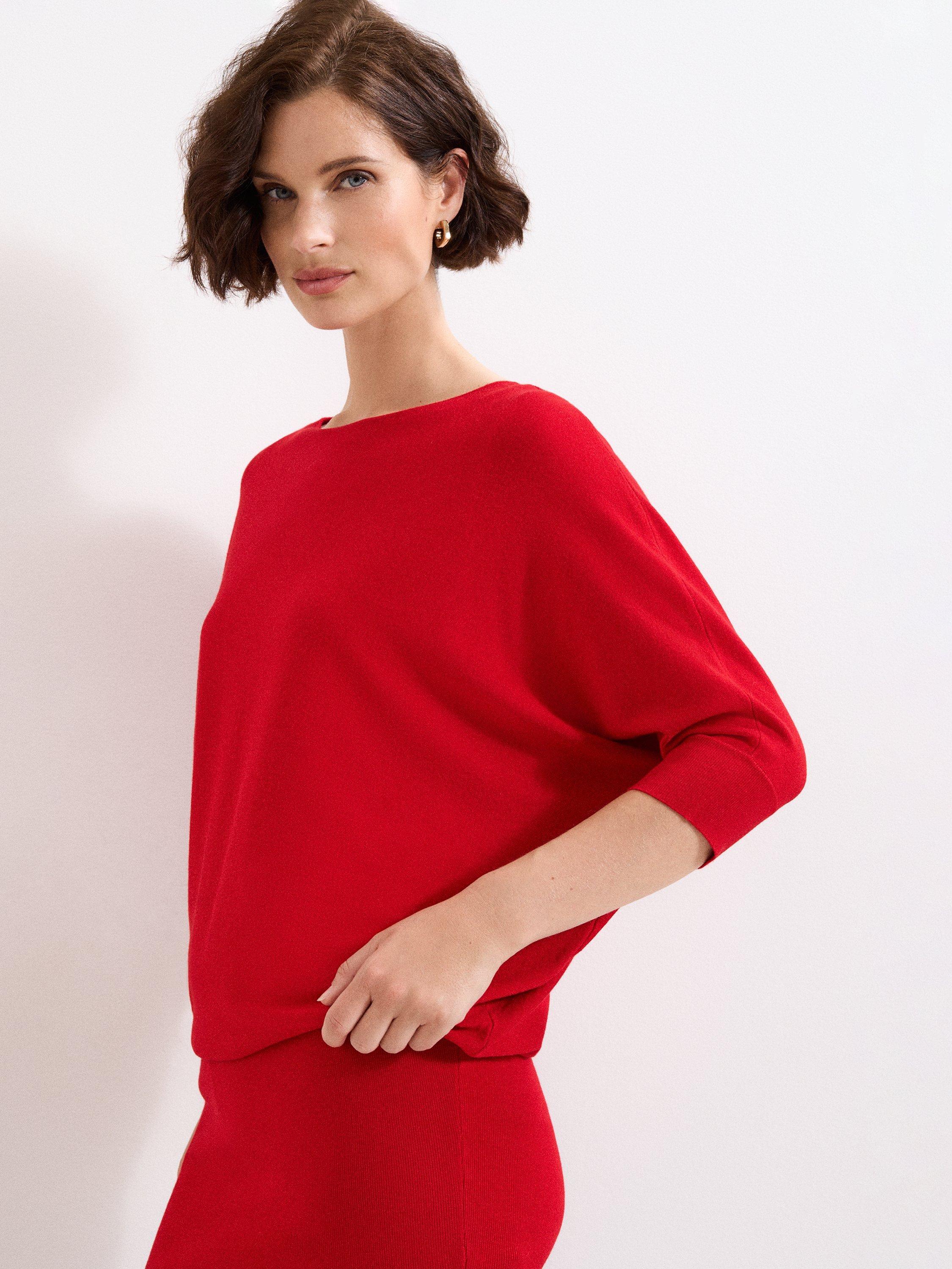 Product image 7 of 7, which shows Phase Eight Becca Batwing Dress, Red, 10